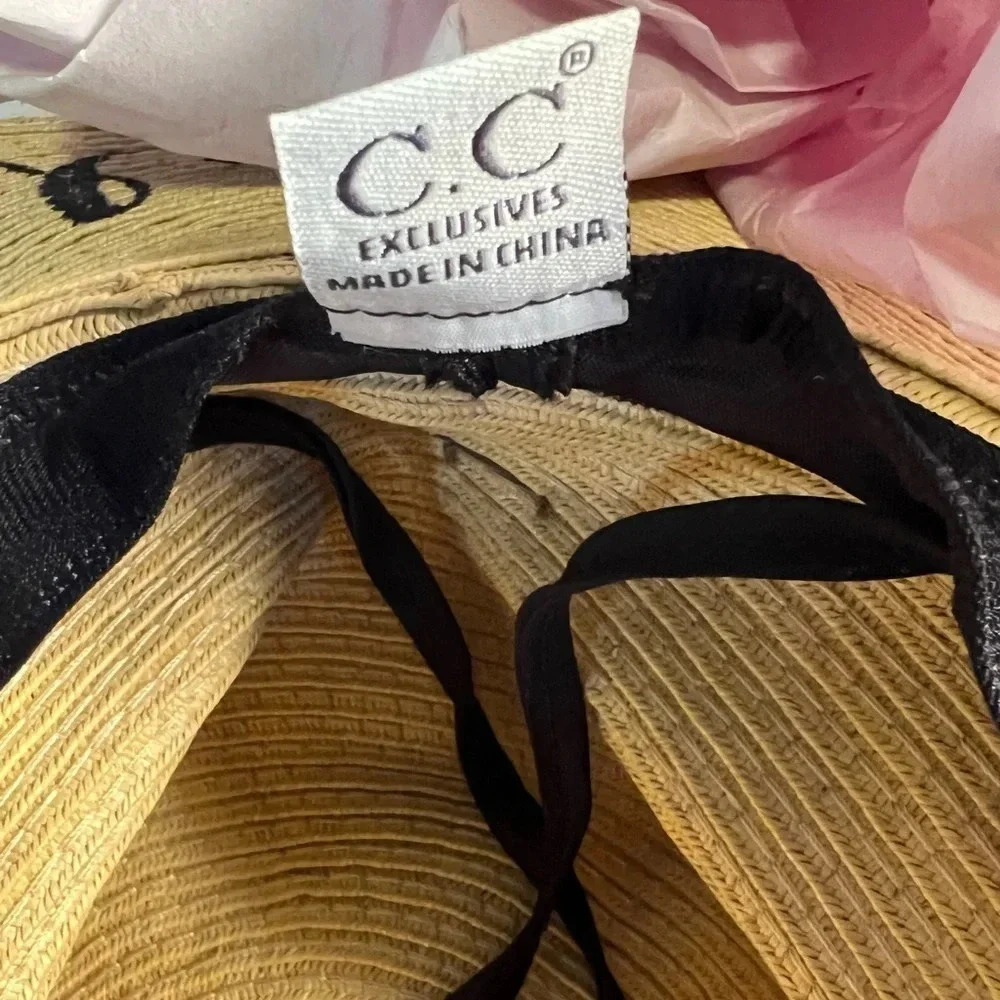 C.C.Creations, Hello Sunshine wide brim paper‎ hat with adjustable drawstring